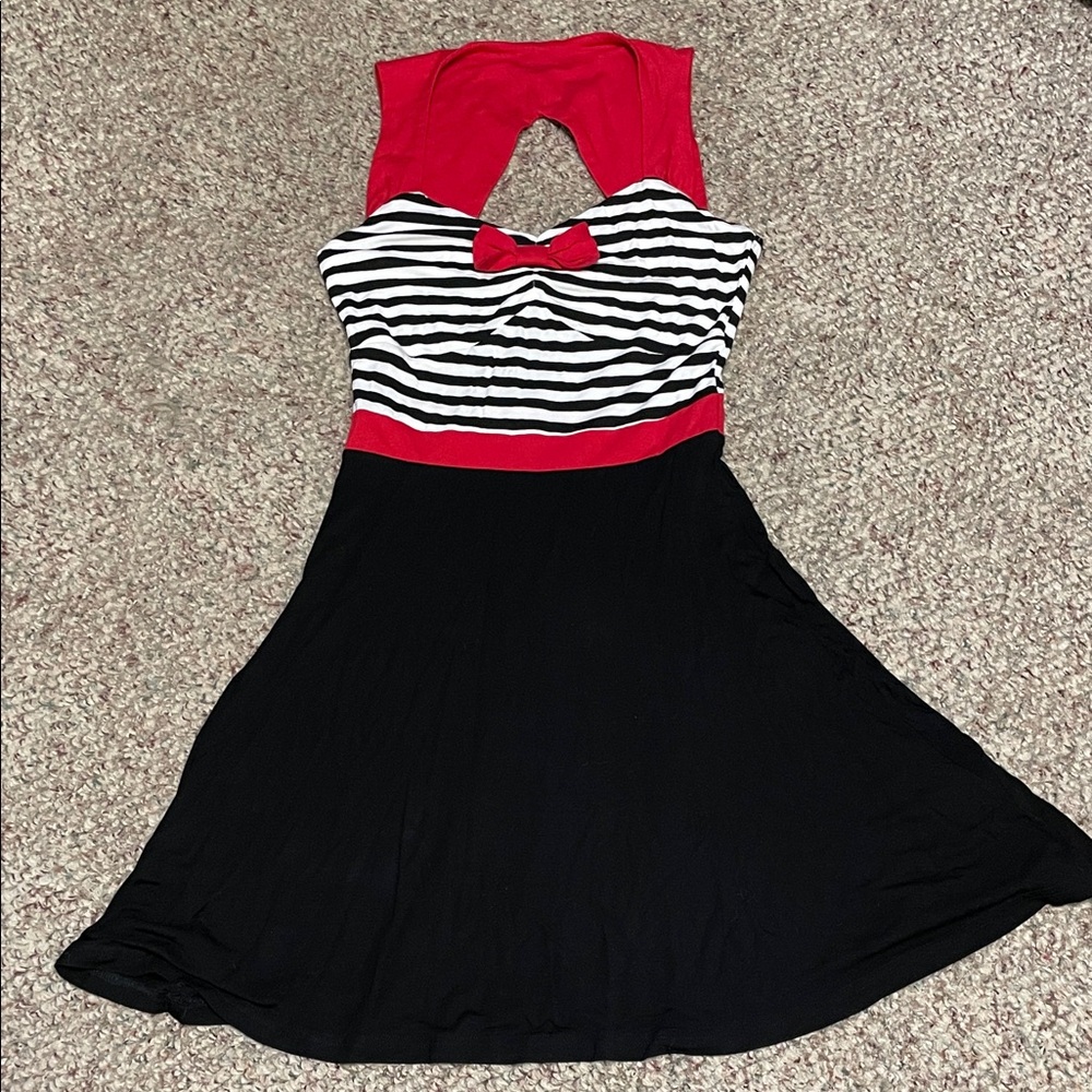 Sourpuss new retro look Black and Red Dress with Bow Detail